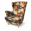 Fotel uszak tkaniny wzorzyste