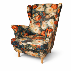 Fotel uszak tkaniny wzorzyste